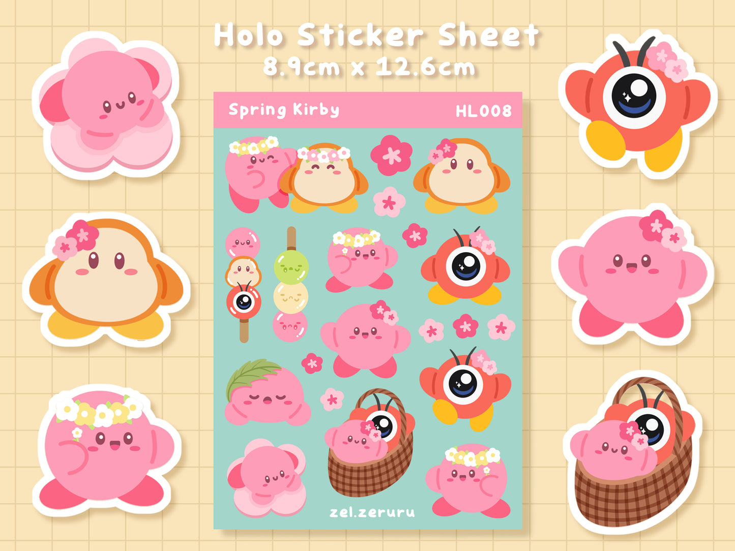 Spring Kirby Sticker Sheet