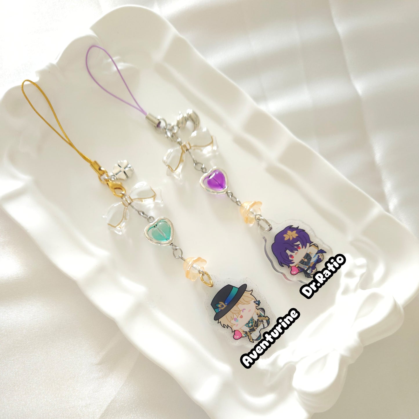 Aventurine & Dr.Ratio Beaded Phone Charm