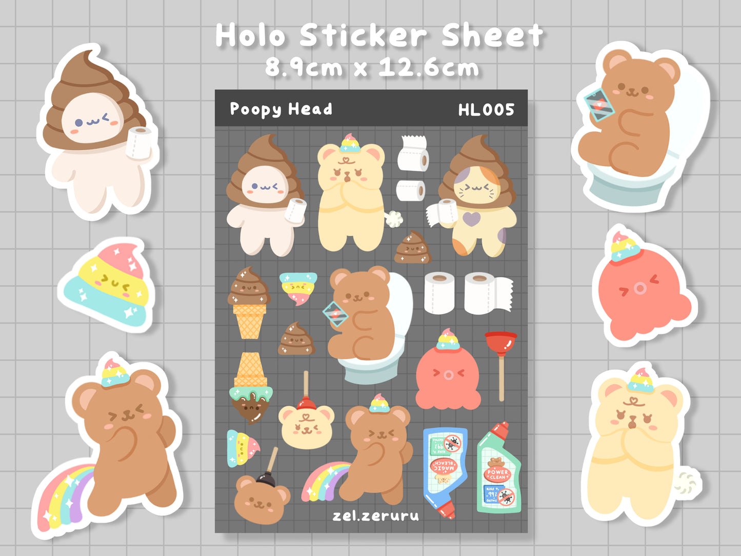 Poopy Head Sticker Sheet